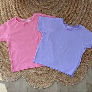 Vtg 90’s y2k Garanimals set of 2 Girls 3T Short Sleeve T-Shirts Bow collar